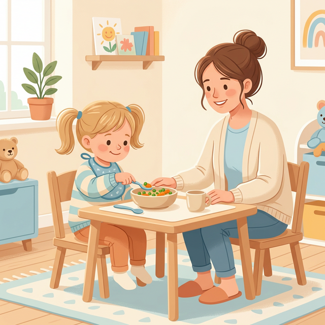 Anak belajar makan mandiri