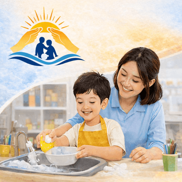 Pendidik dan anak belajar bersama dalam suasana hangat